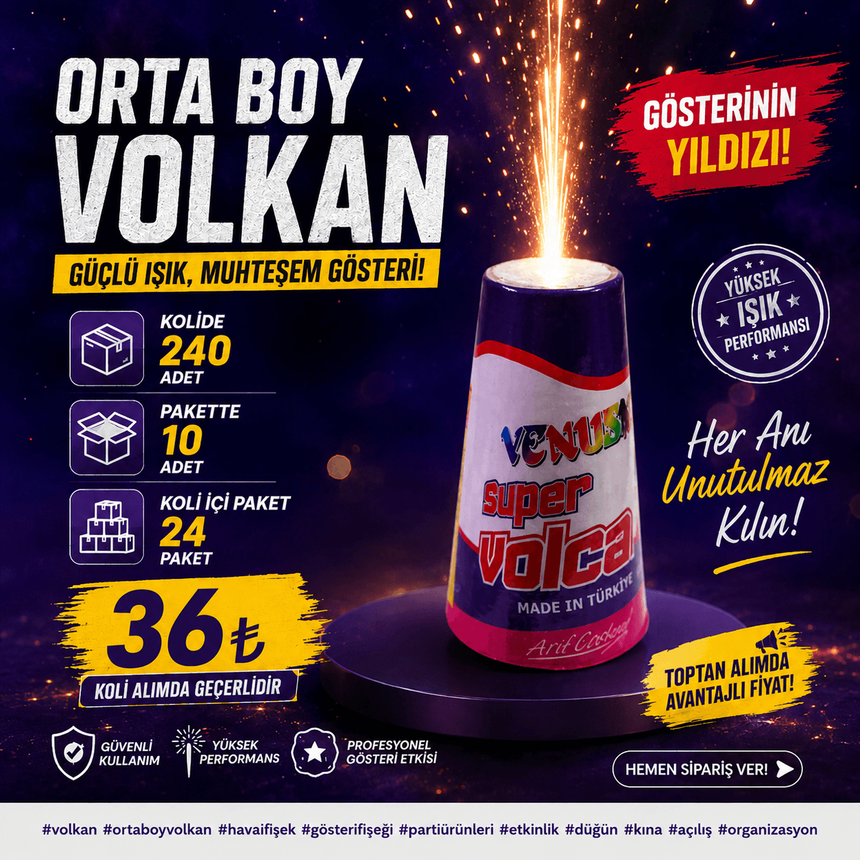 Dış Mekan Organizasyon Orta Boy Volkan Venüs marka konik model